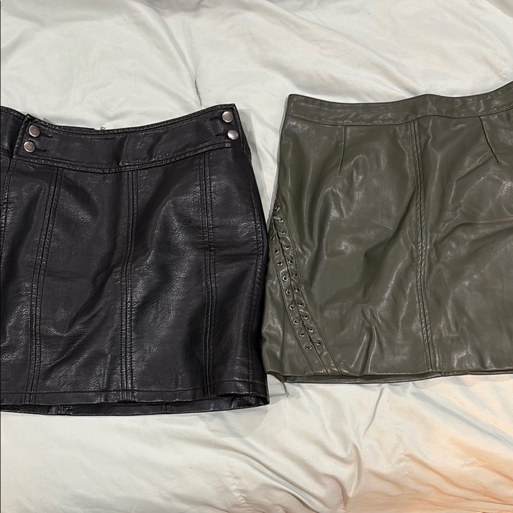 Free People Black and Green Pencil Mini Skirt